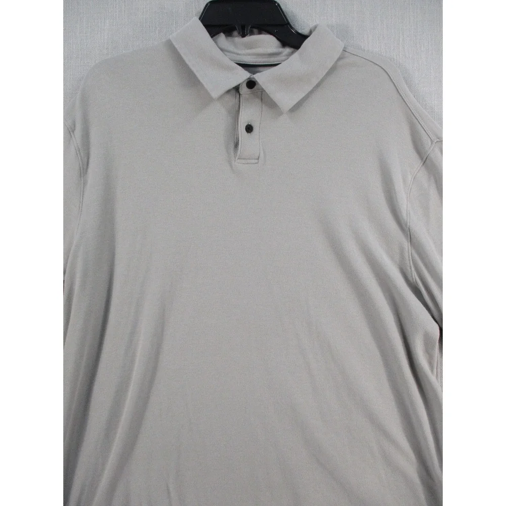 Banana Republic Mens XL Long Sleeve Polo Shirt Gray 100% Cotton‎ 1719897